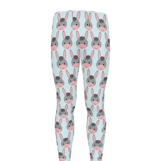 Cute Cartoon Donkey Pattern Print Men's leggings