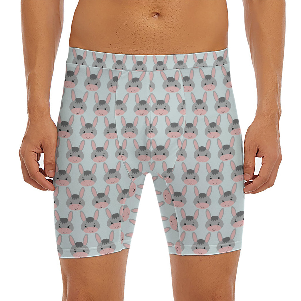 Cute Cartoon Donkey Pattern Print Men's Long Boxer Briefs