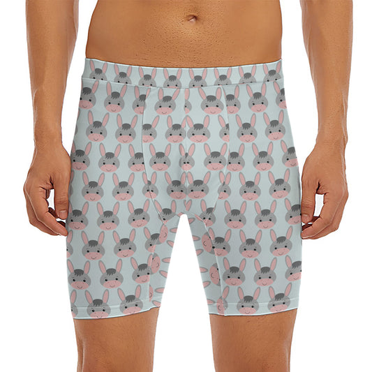 Cute Cartoon Donkey Pattern Print Men's Long Boxer Briefs