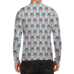 Cute Cartoon Donkey Pattern Print Men's Long Sleeve Rash Guard