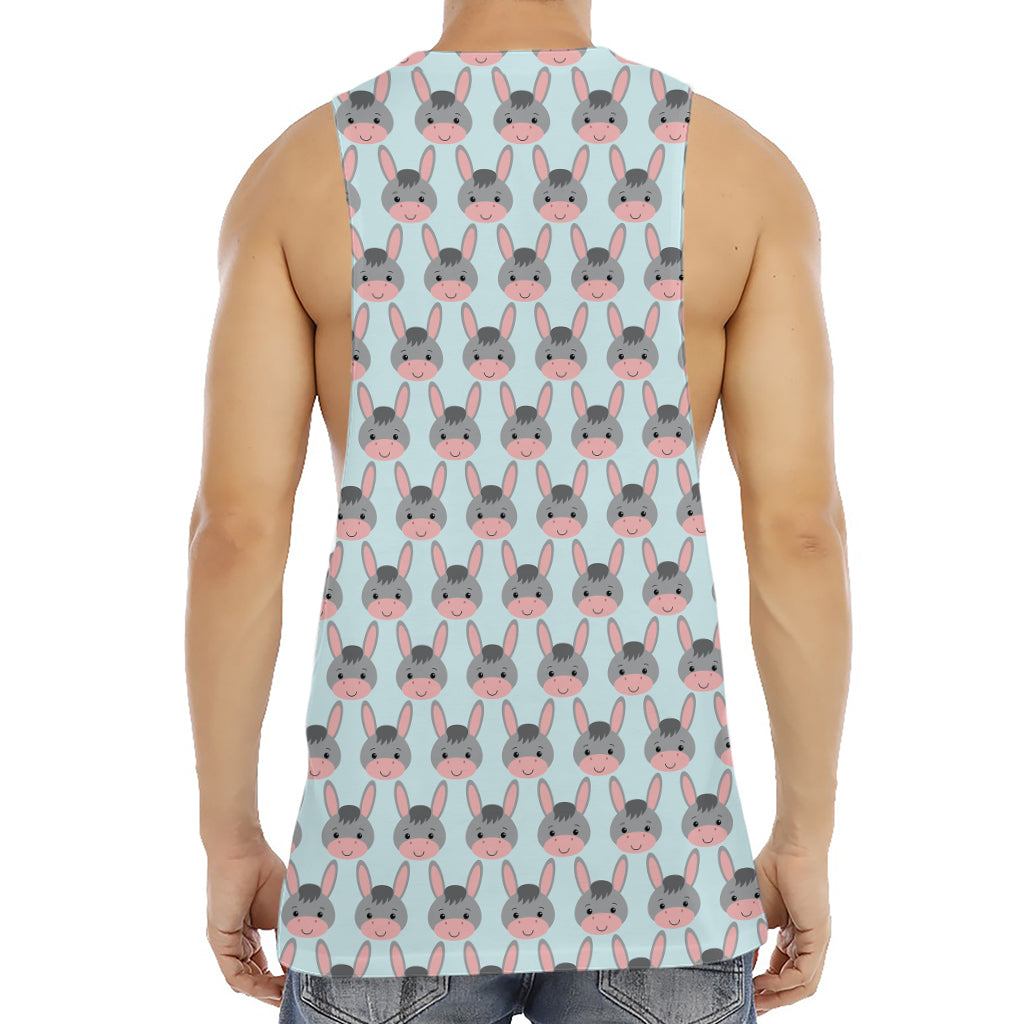 Cute Cartoon Donkey Pattern Print Men's Muscle Tank Top