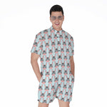 Cute Cartoon Donkey Pattern Print Men's Rompers