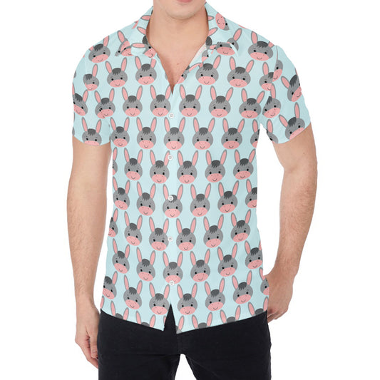 Cute Cartoon Donkey Pattern Print Men's Shirt