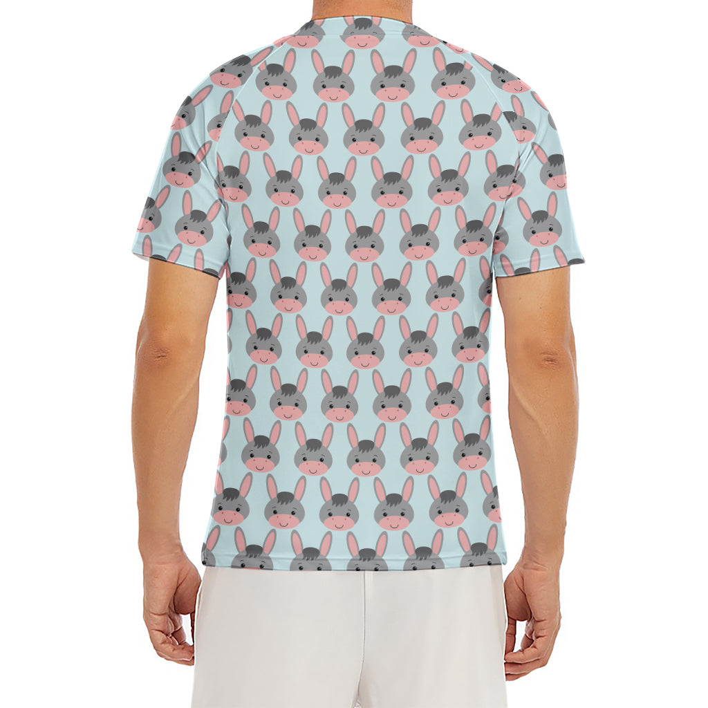 Cute Cartoon Donkey Pattern Print Men's Short Sleeve Rash Guard