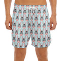 Cute Cartoon Donkey Pattern Print Men's Split Running Shorts