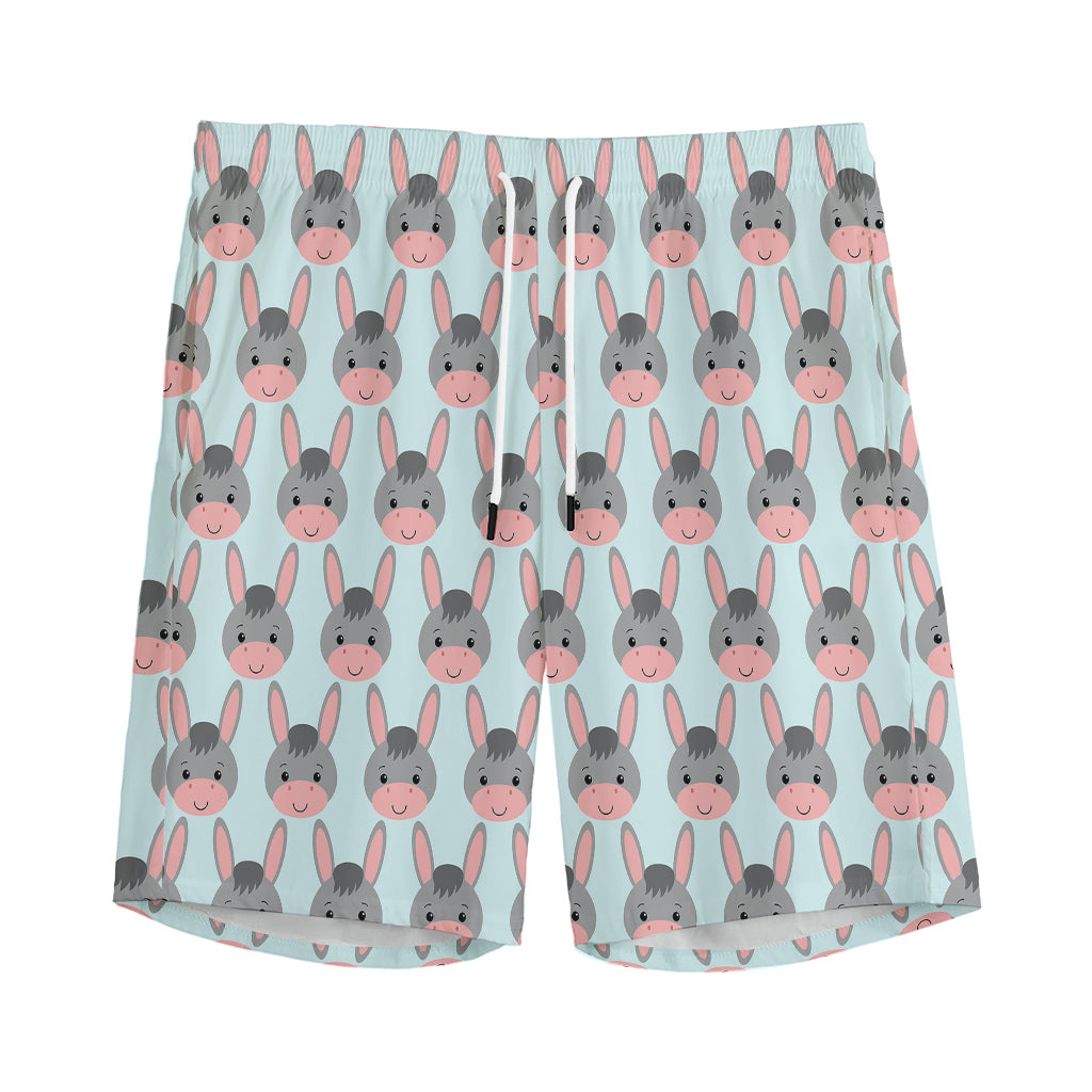 Cute Cartoon Donkey Pattern Print Men's Sports Shorts