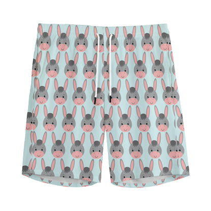 Cute Cartoon Donkey Pattern Print Men's Sports Shorts