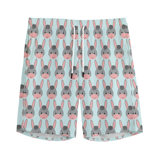 Cute Cartoon Donkey Pattern Print Men's Sports Shorts