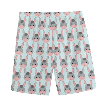 Cute Cartoon Donkey Pattern Print Men's Sports Shorts