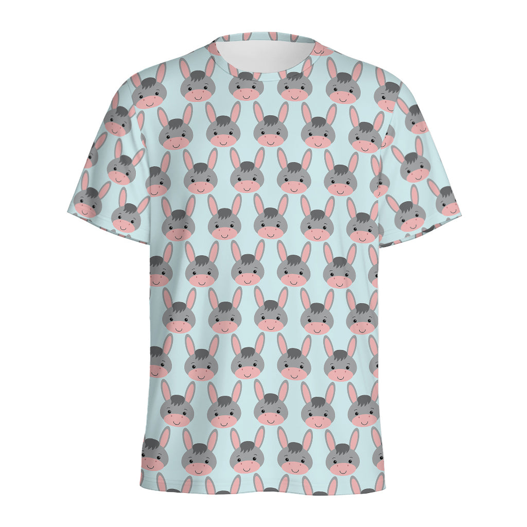 Cute Cartoon Donkey Pattern Print Men's Sports T-Shirt