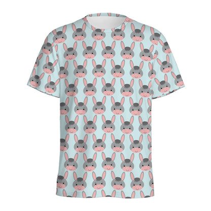 Cute Cartoon Donkey Pattern Print Men's Sports T-Shirt