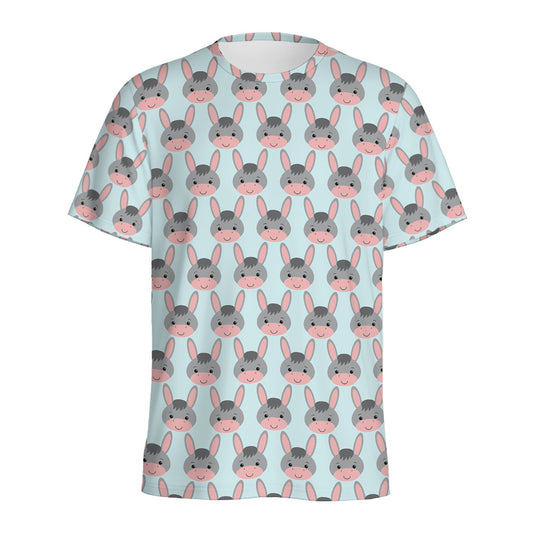 Cute Cartoon Donkey Pattern Print Men's Sports T-Shirt