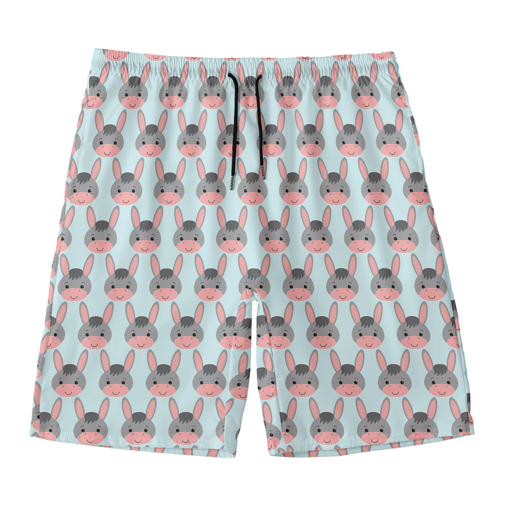 Cute Cartoon Donkey Pattern Print Men's Swim Trunks