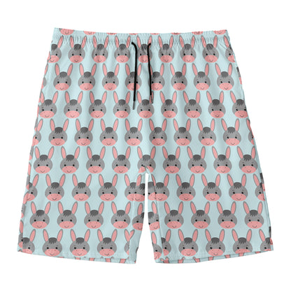 Cute Cartoon Donkey Pattern Print Men's Swim Trunks