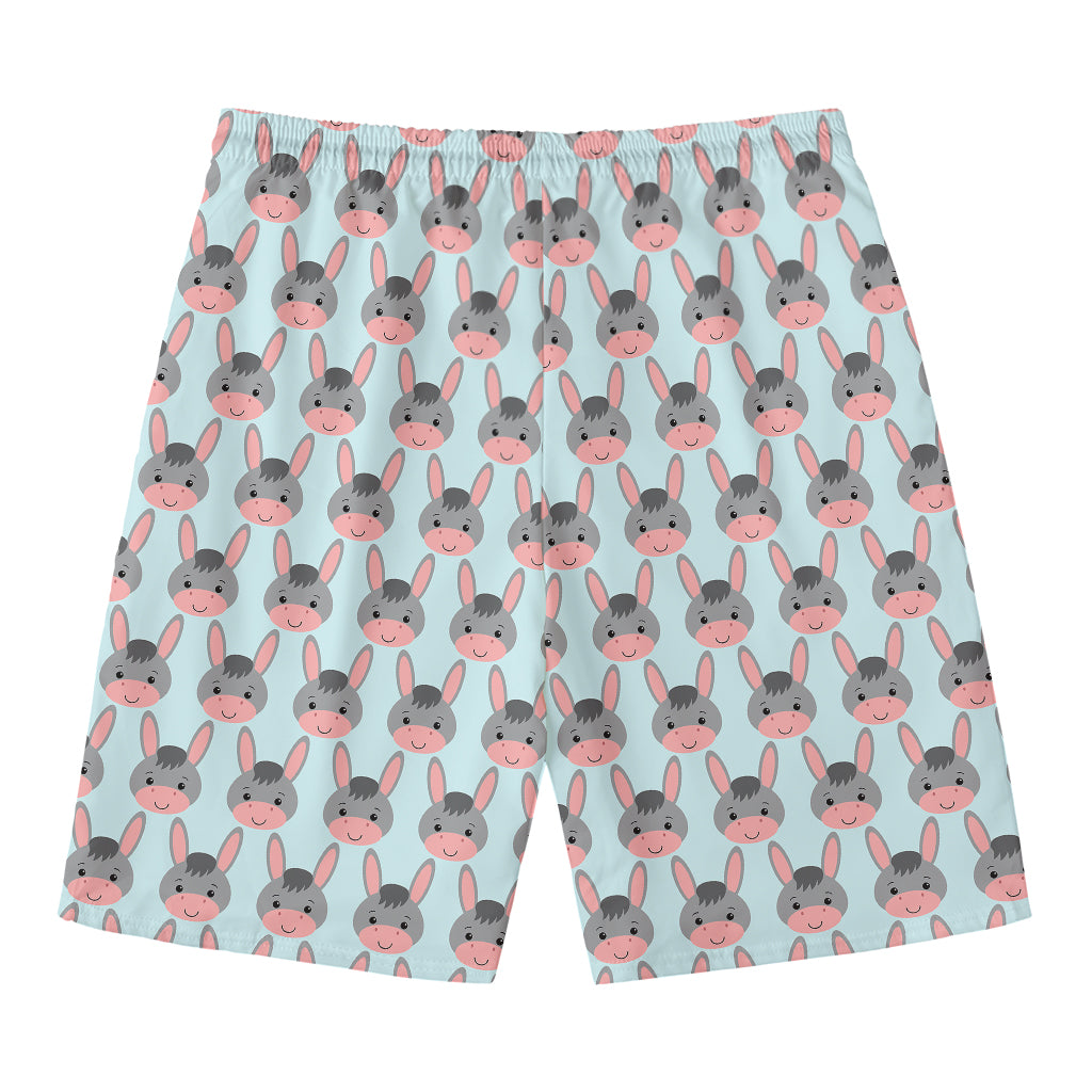 Cute Cartoon Donkey Pattern Print Men's Swim Trunks