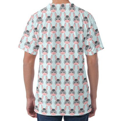 Cute Cartoon Donkey Pattern Print Men's Velvet T-Shirt