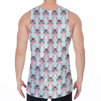 Cute Cartoon Donkey Pattern Print Men's Velvet Tank Top