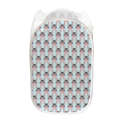 Cute Cartoon Donkey Pattern Print Mesh Laundry Hamper