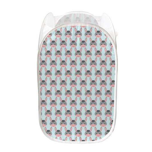 Cute Cartoon Donkey Pattern Print Mesh Laundry Hamper