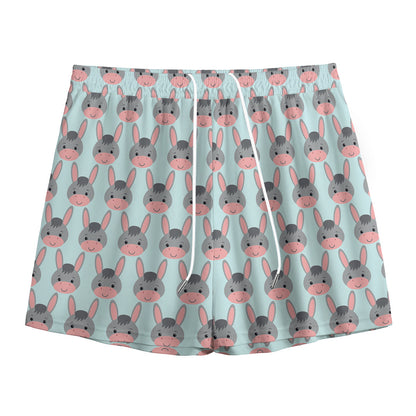 Cute Cartoon Donkey Pattern Print Mesh Shorts