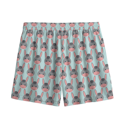 Cute Cartoon Donkey Pattern Print Mesh Shorts