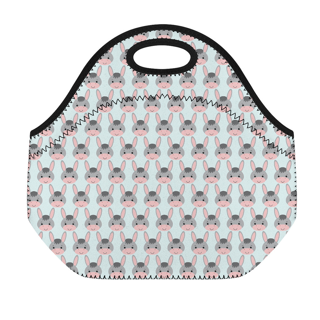 Cute Cartoon Donkey Pattern Print Neoprene Lunch Bag