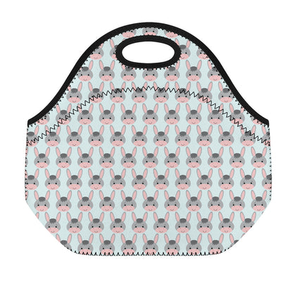Cute Cartoon Donkey Pattern Print Neoprene Lunch Bag