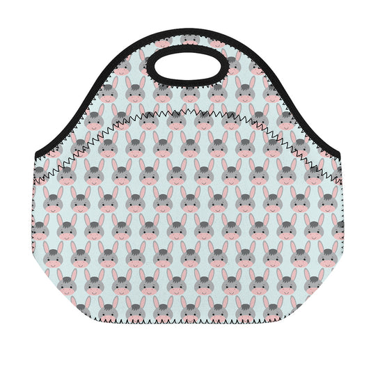 Cute Cartoon Donkey Pattern Print Neoprene Lunch Bag