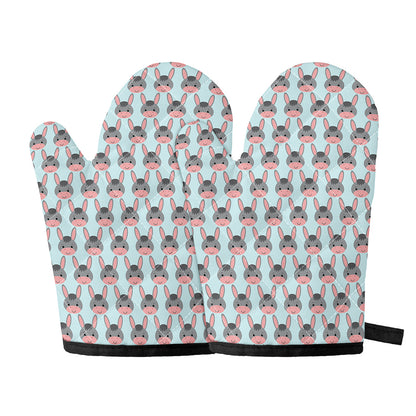 Cute Cartoon Donkey Pattern Print Oven Mitts