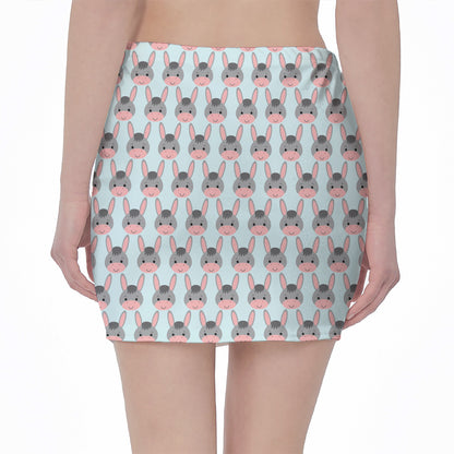 Cute Cartoon Donkey Pattern Print Pencil Mini Skirt