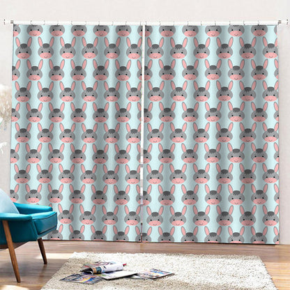 Cute Cartoon Donkey Pattern Print Pencil Pleat Curtains
