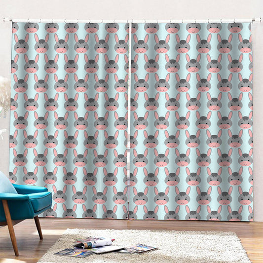 Cute Cartoon Donkey Pattern Print Pencil Pleat Curtains