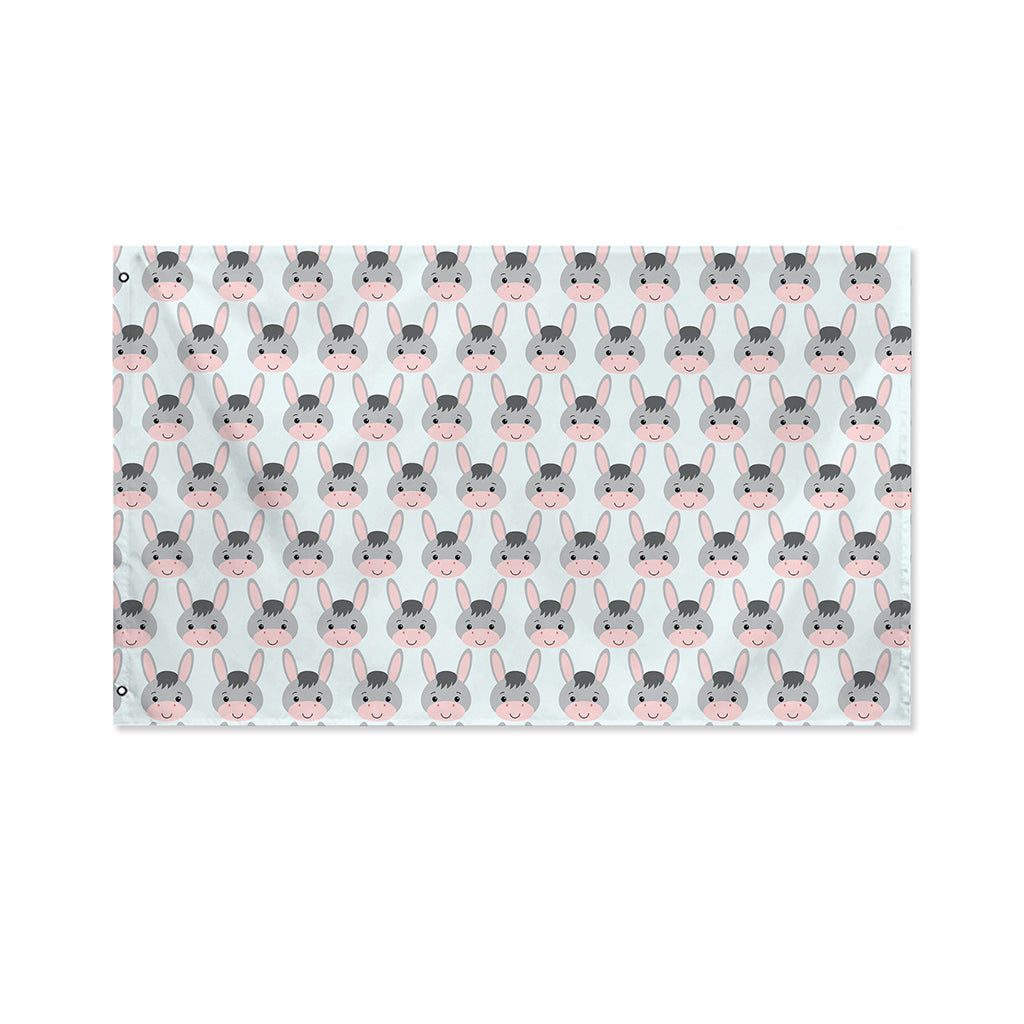 Cute Cartoon Donkey Pattern Print Polyester Flag