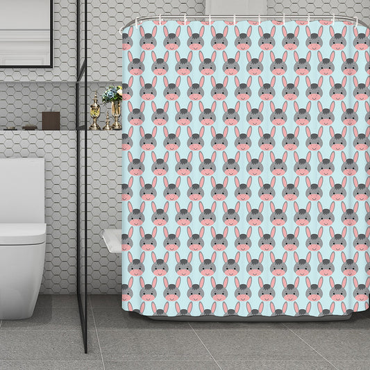 Cute Cartoon Donkey Pattern Print Polyester Shower Curtain