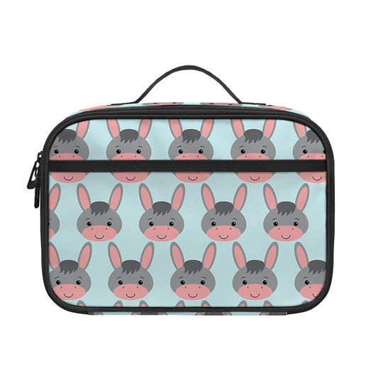 Cute Cartoon Donkey Pattern Print Portable Lunch Bag