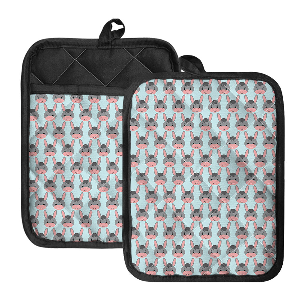 Cute Cartoon Donkey Pattern Print Pot Holders With Pocket