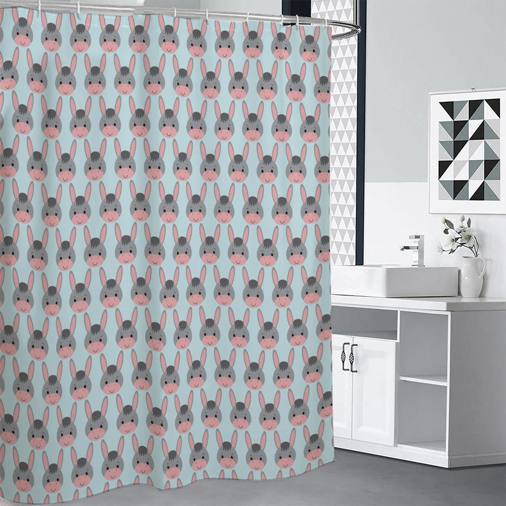 Cute Cartoon Donkey Pattern Print Premium Shower Curtain