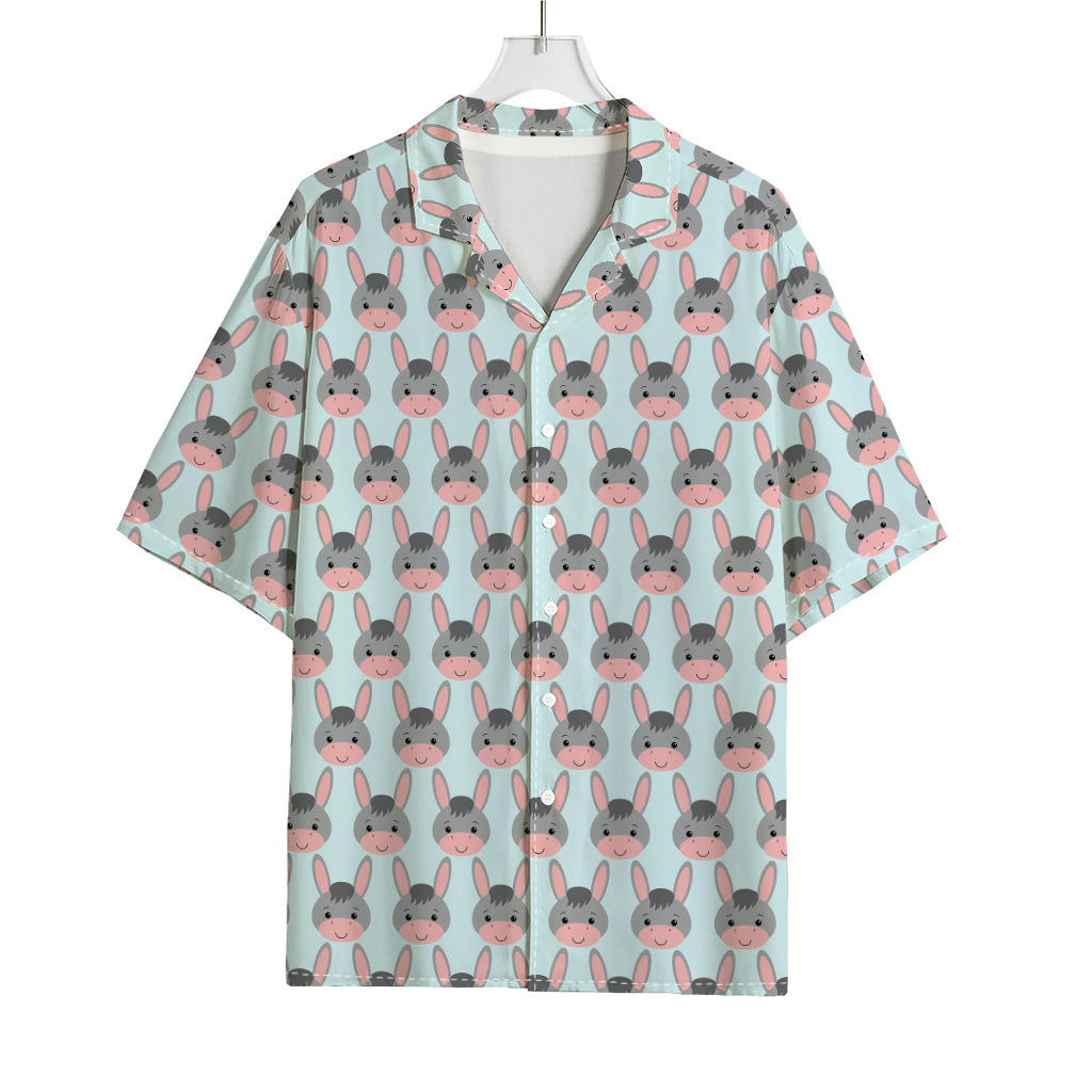 Cute Cartoon Donkey Pattern Print Rayon Hawaiian Shirt