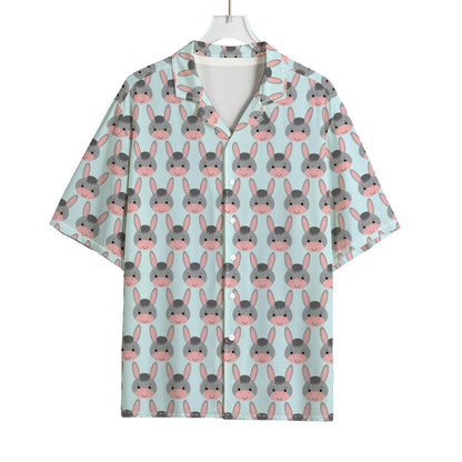 Cute Cartoon Donkey Pattern Print Rayon Hawaiian Shirt