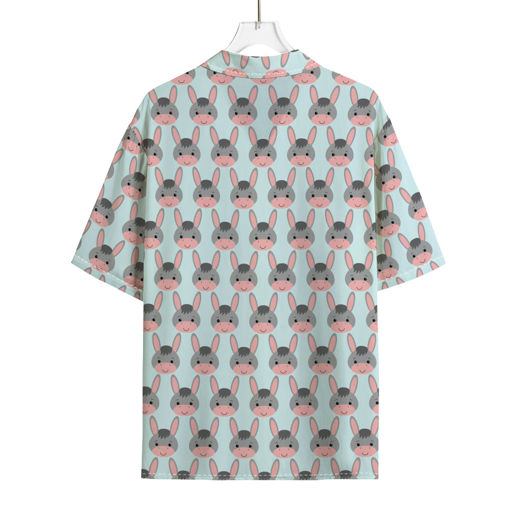 Cute Cartoon Donkey Pattern Print Rayon Hawaiian Shirt