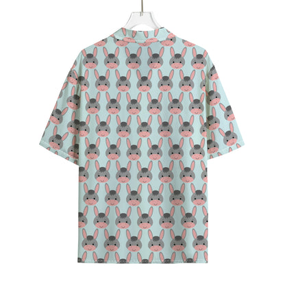 Cute Cartoon Donkey Pattern Print Rayon Hawaiian Shirt