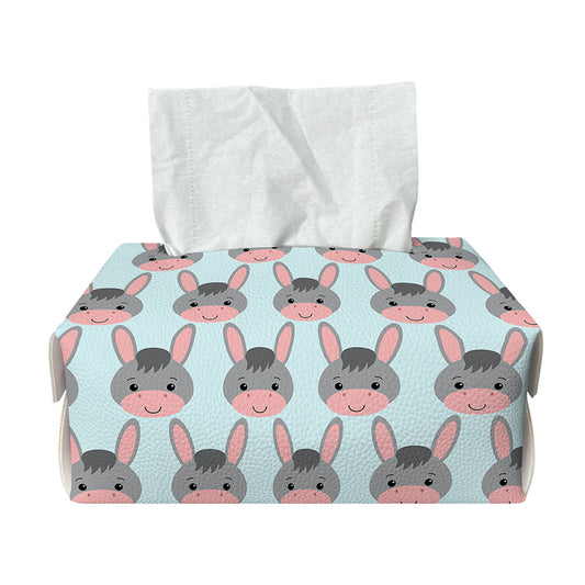 Cute Cartoon Donkey Pattern Print Rectangle Tissue Box Cover