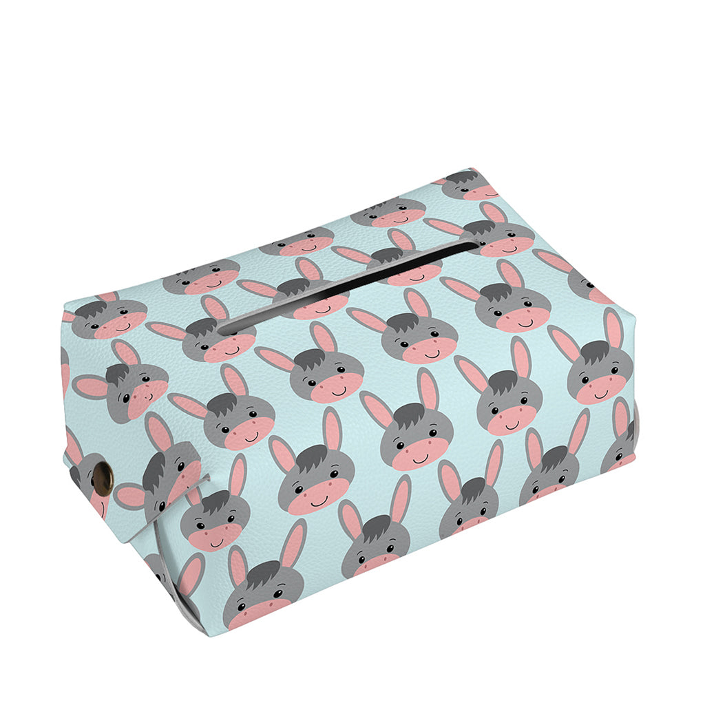 Cute Cartoon Donkey Pattern Print Rectangle Tissue Box Cover