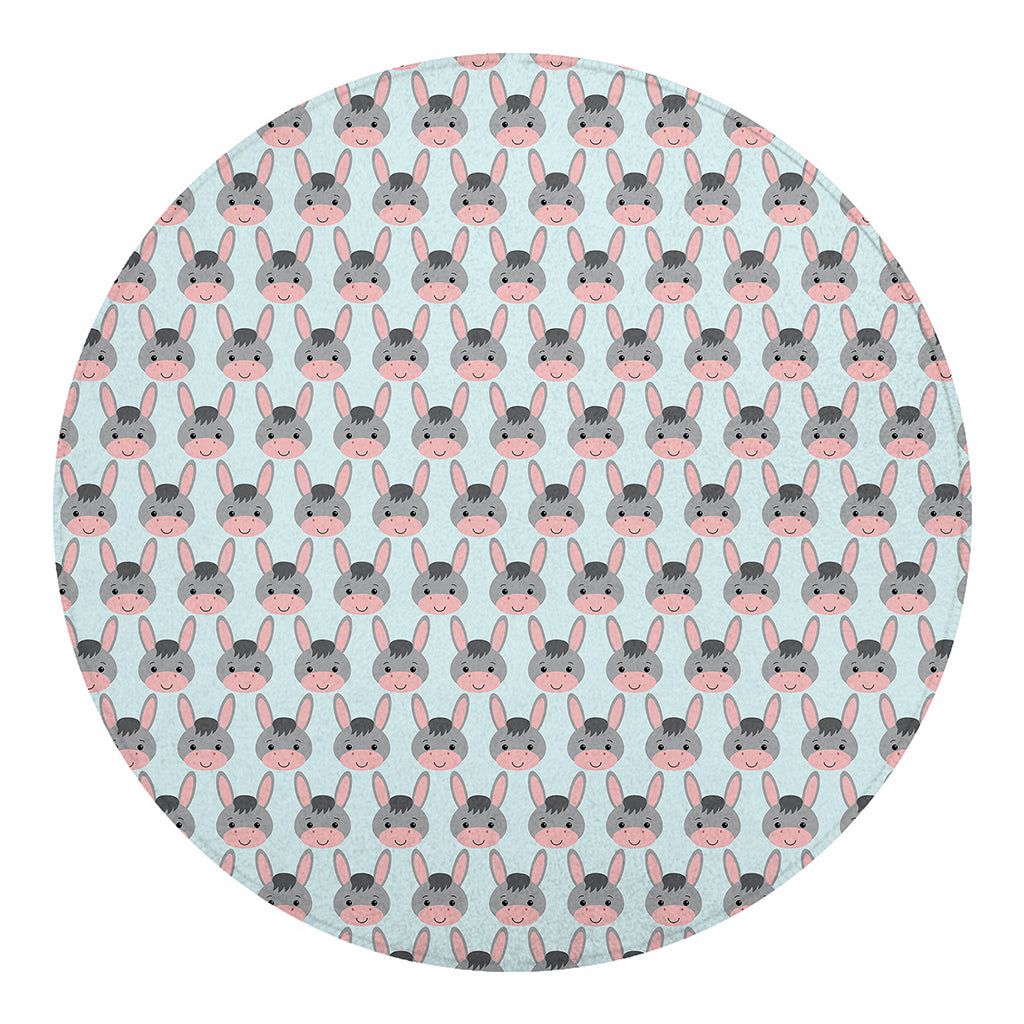 Cute Cartoon Donkey Pattern Print Round Blanket
