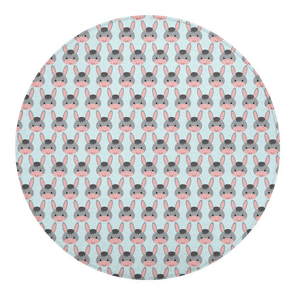 Cute Cartoon Donkey Pattern Print Round Blanket