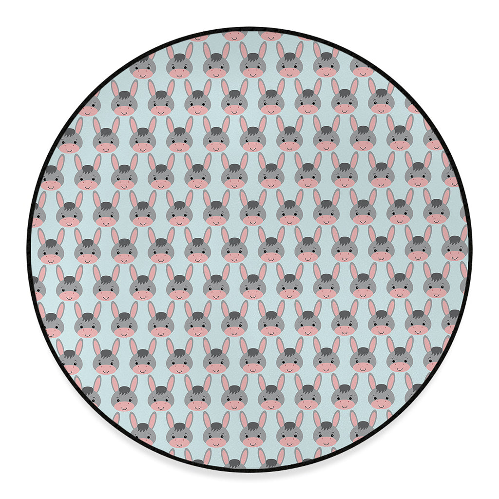 Cute Cartoon Donkey Pattern Print Round Floor Mat