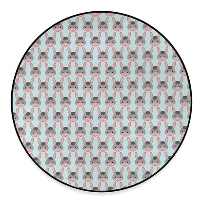 Cute Cartoon Donkey Pattern Print Round Floor Mat