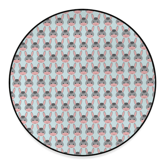 Cute Cartoon Donkey Pattern Print Round Floor Mat