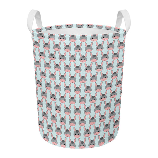 Cute Cartoon Donkey Pattern Print Round Laundry Basket