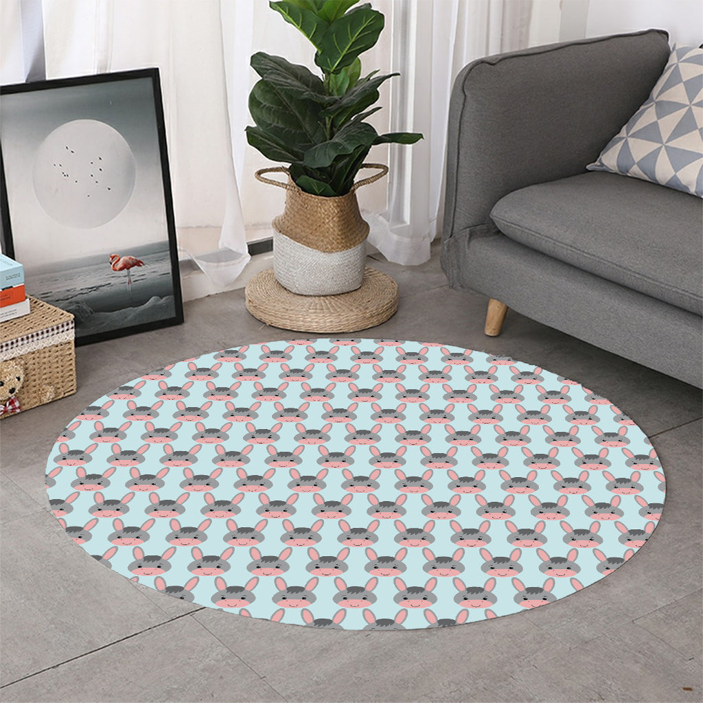 Cute Cartoon Donkey Pattern Print Round Rug